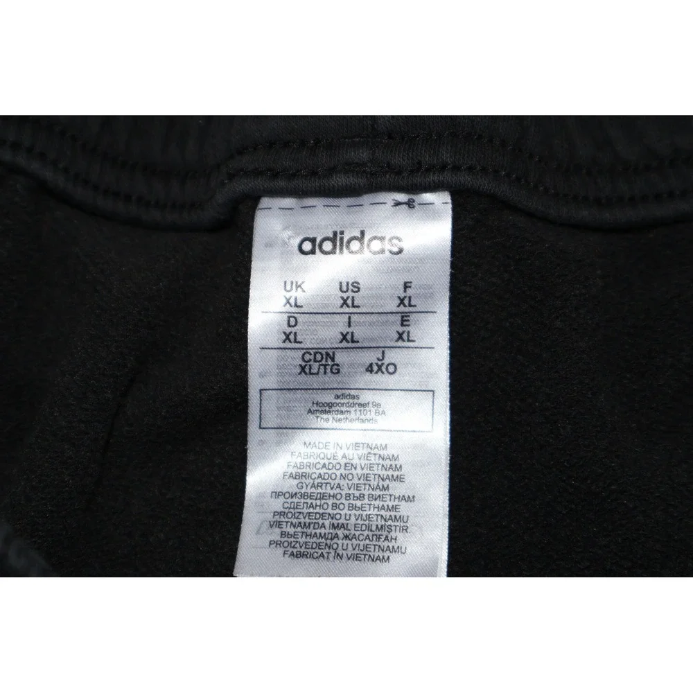 Adidas Sweatpants Mens XL Black 3-Stripe Fleece Joggers Gym Workout Tapered